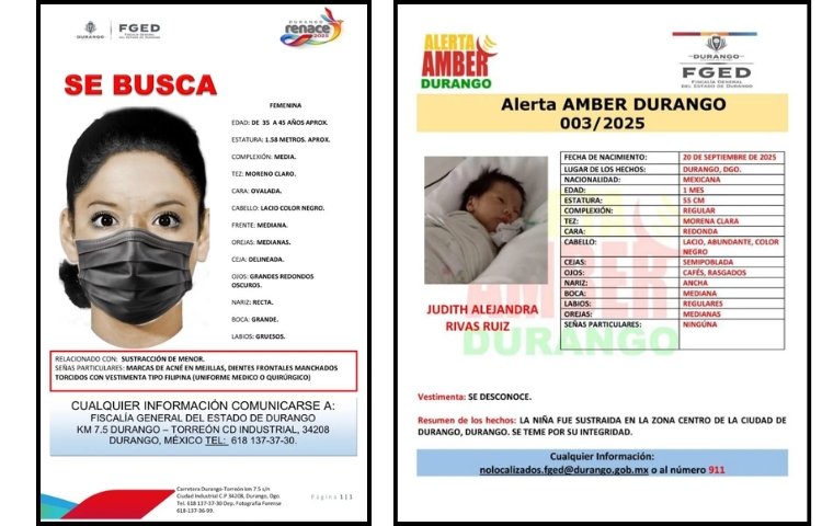 Mujer vestida de enfermera roba a un bebé de un hospital en Durango